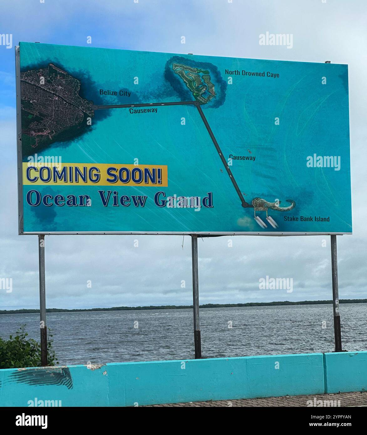 Billboard advertising a future development, Belize City, Belize, Central America - Smartphone Captured Stock Image