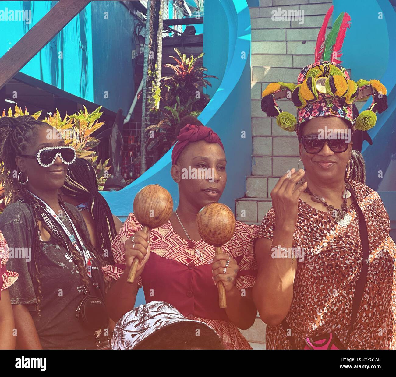 Performers, Fort Street Tourism Village, Belize City, Belize, Central America - Smartphone Captured Stock Image