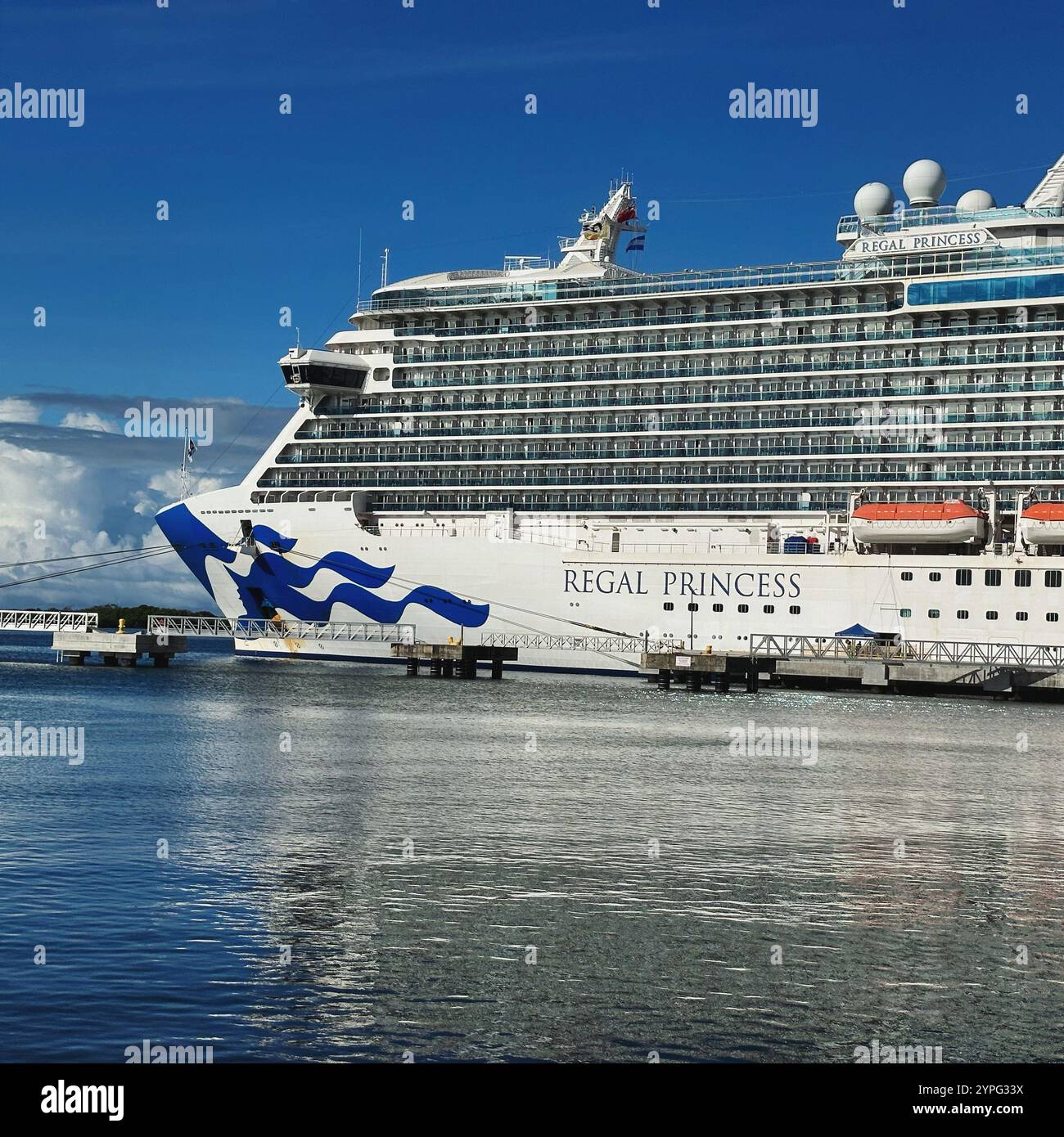 Regal Princess cruise ship, Mahogany Bay, Roatan, Bay Islands, Honduras, Central America - Smartphone Captured Stock Image