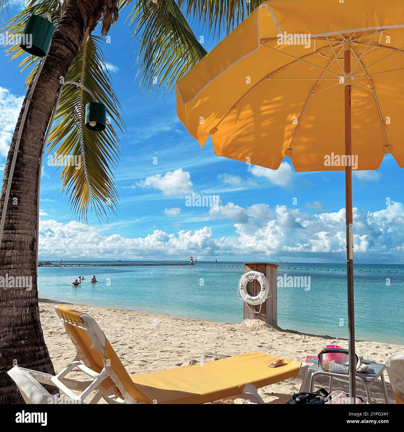 Mahogany Beach, Mahogany Bay, Roatan, Bay Islands, Honduras, Central America - Smartphone Captured Stock Image