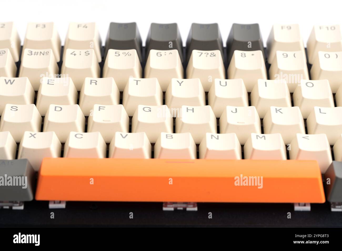 Close up of computer keyboard on white background Stock Photo