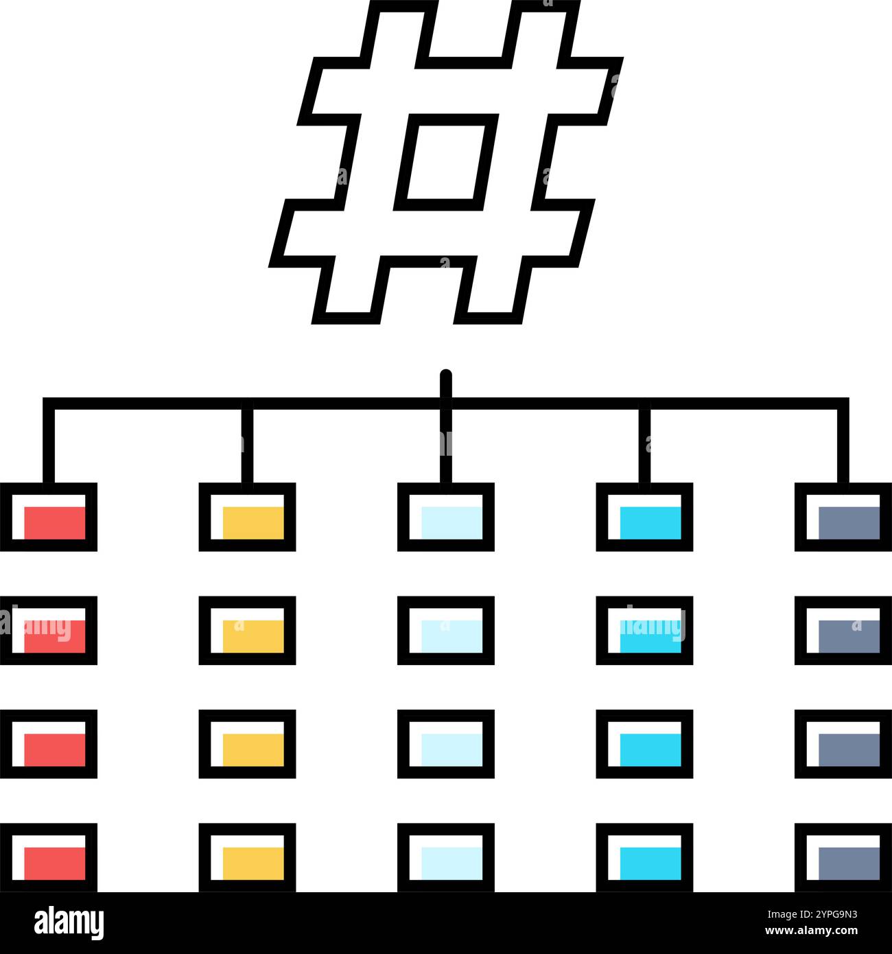 Hashing algorithm color icon vector illustration stock vector image
