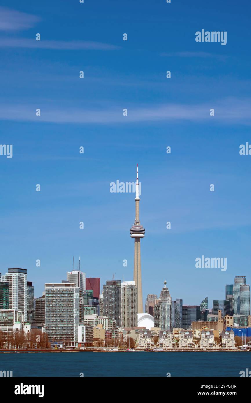 The CN Tower and downtown Toronto viewed on a clear sunny winters day ...