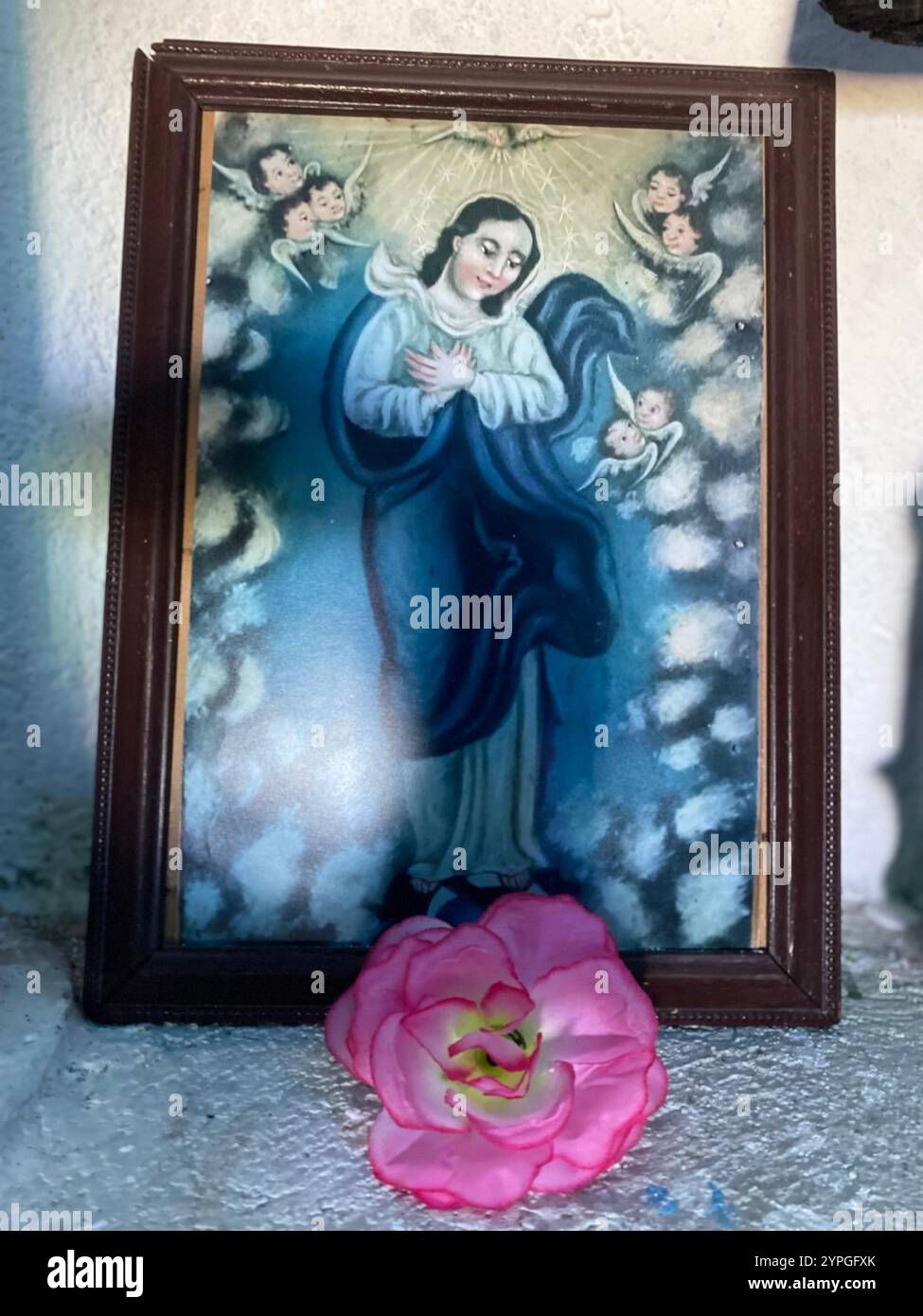 Our Lady of the Concepcion during Easter Holy week or Semana Santa in San Antonio de la Cal, Tolimán, Querétaro, México. - Smartphone Captured Stock Image