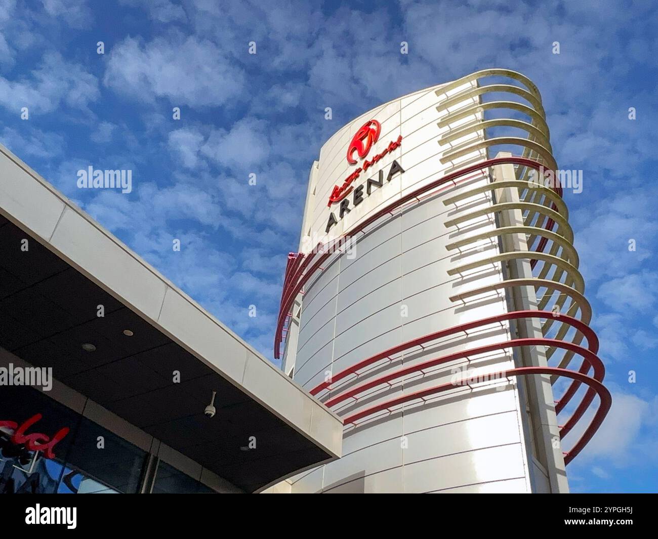Birmingham, England, UK - 16 March 2024: Exterior view of the Resorts World Arena at the NEC National Exhibition Centre - Smartphone Captured Stock Image Birmingham, England, UK - 16 March 2024: Exterior view of the Resorts World Arena at the NEC National Exhibition Centre - Smartphone Captured Stock Image