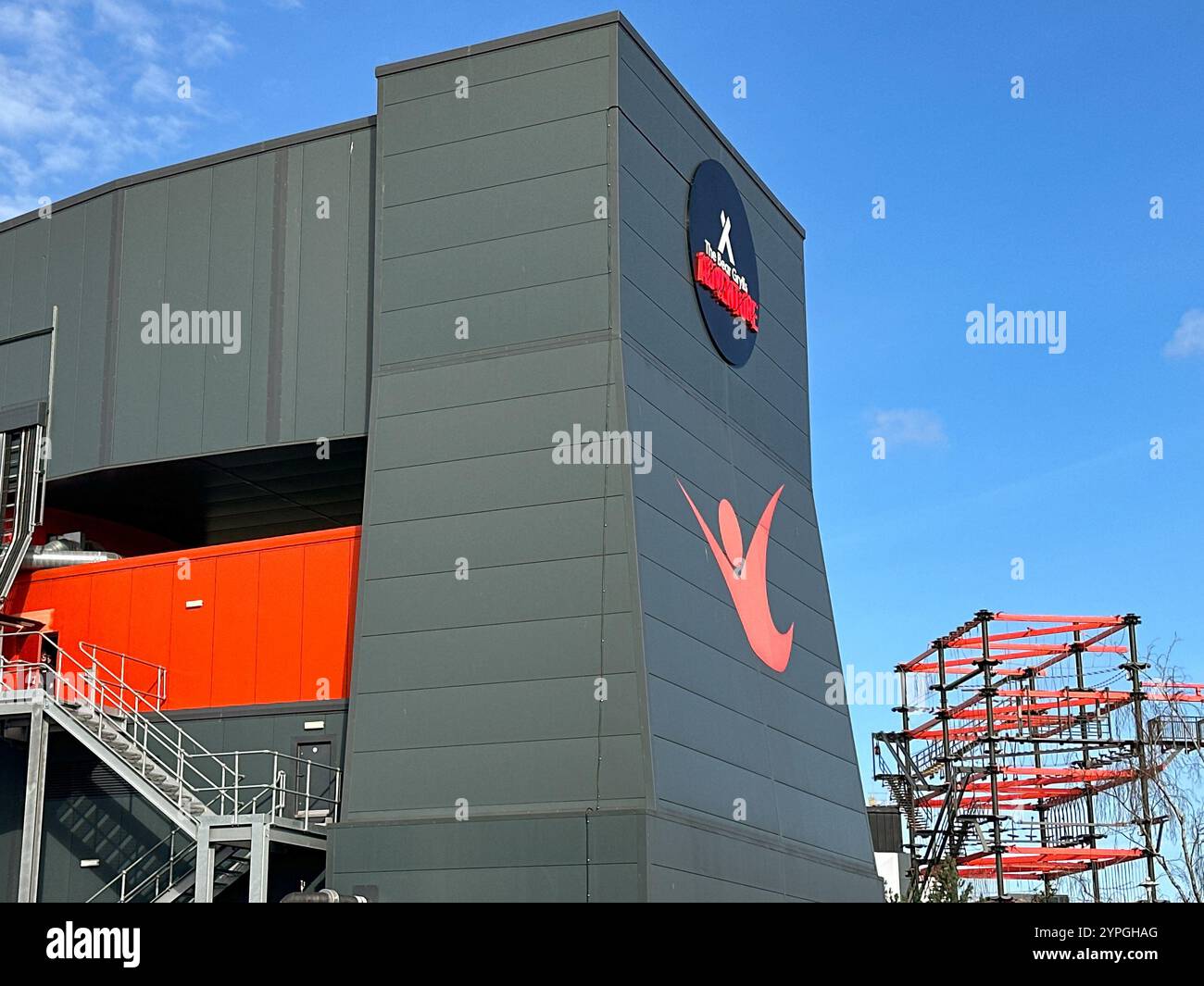 Birmingham, England, UK - 16 March 2024: Exterior view of the Bear Grylls adventure world complex at the NEC National Exhibition Centre - Smartphone Captured Stock Image
