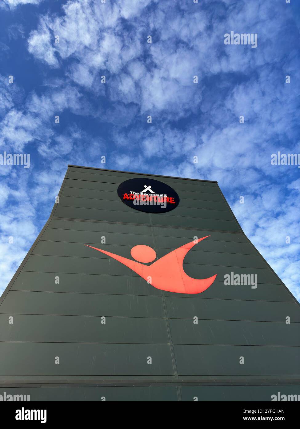 Birmingham, England, UK - 16 March 2024: Exterior view of the Bear Grylls adventure world complex at the NEC National Exhibition Centre - Smartphone Captured Stock Image