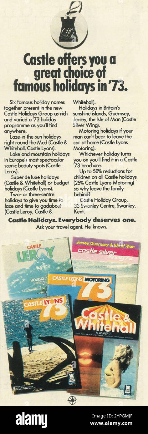 1972 Castle Holidays promo '73 - Castle Lyons - Castle Holidays Group Swanley, Kent Stock Photo