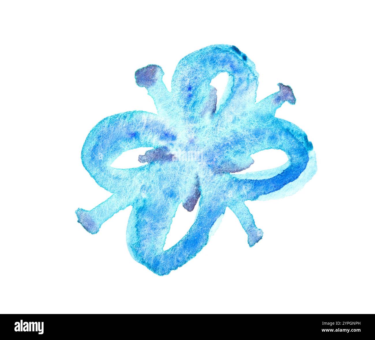 Abstract blue watercolor flower design with soft brush strokes and ...