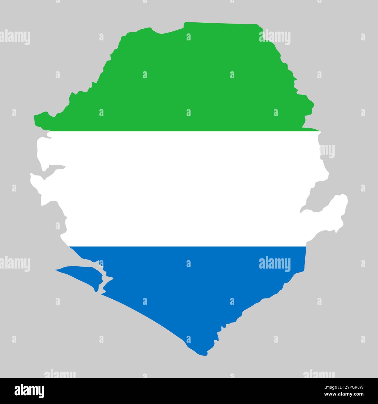 Sierra Leone outline of map on background of national flag Stock Vector ...