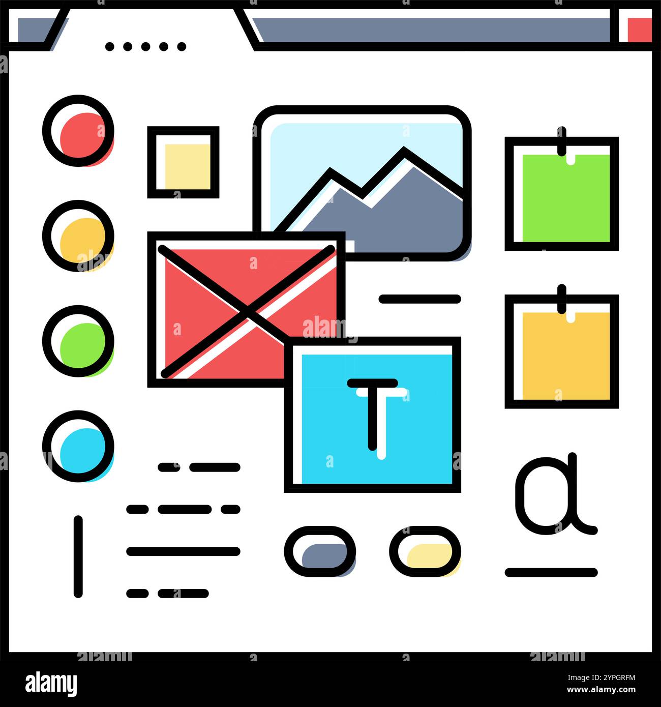 mood board ux ui design color icon vector illustration Stock Vector ...