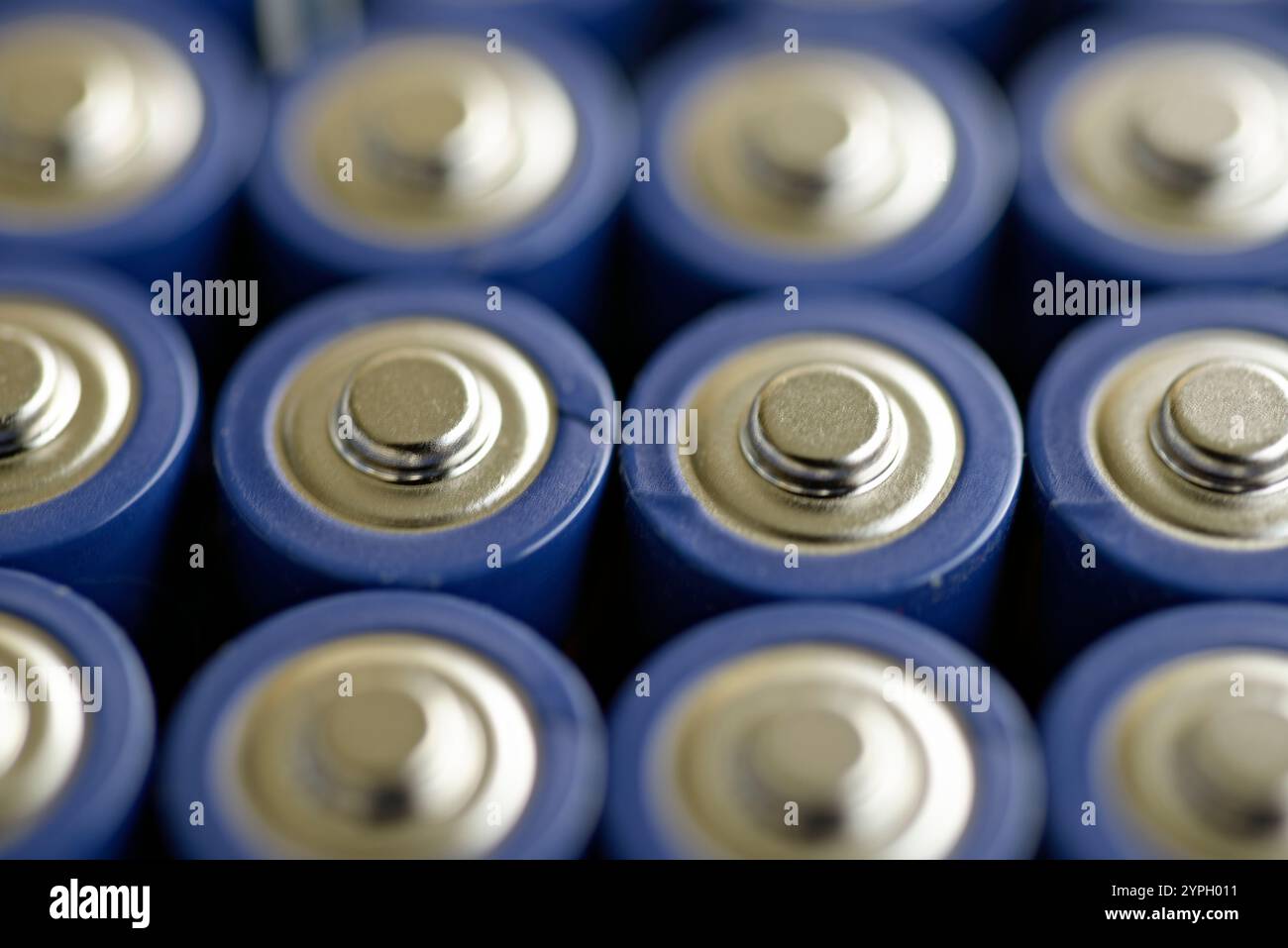 Closeup of a lot of color AA batteries Stock Photo