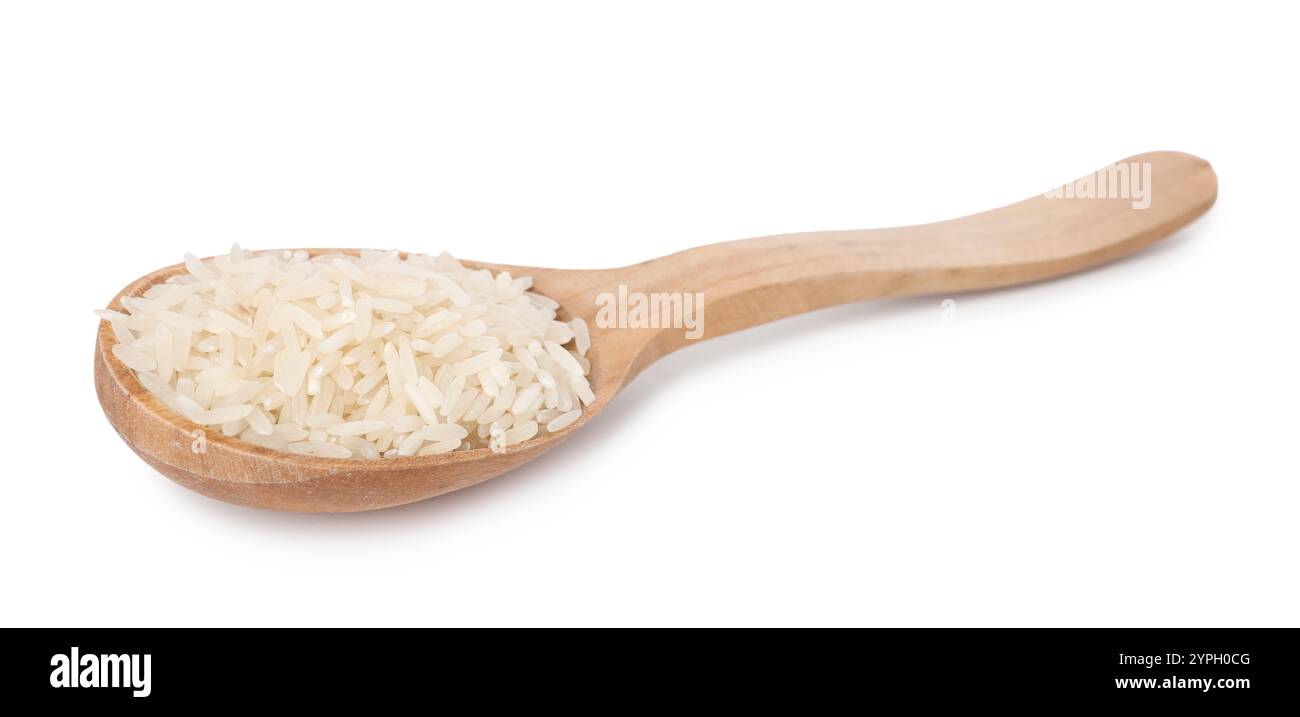 Spoon with raw rice isolated on white Stock Photo - Alamy