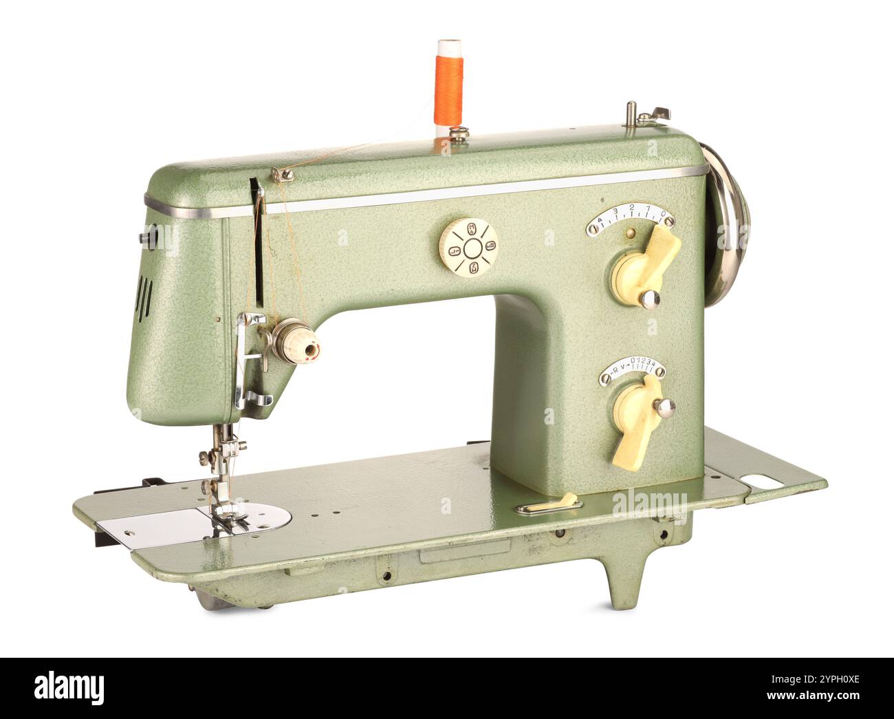 One vintage sewing machine isolated on white Stock Photo - Alamy