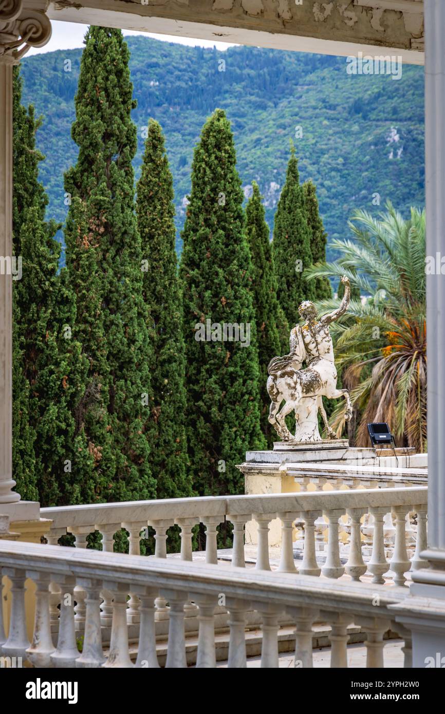Statue at Achilleion Palace, an iconic palace located in Corfu, Greece. Stock Photo