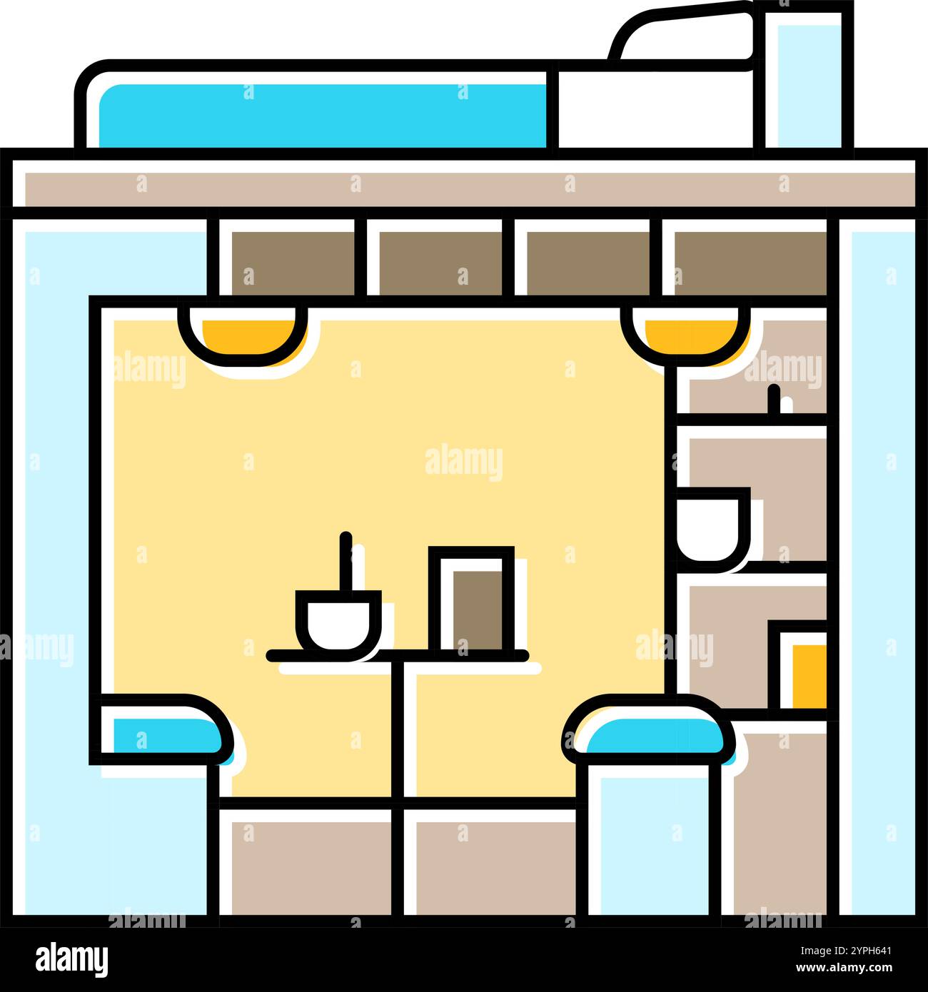 functional spaces minimalism lifestyle color icon vector illustration ...