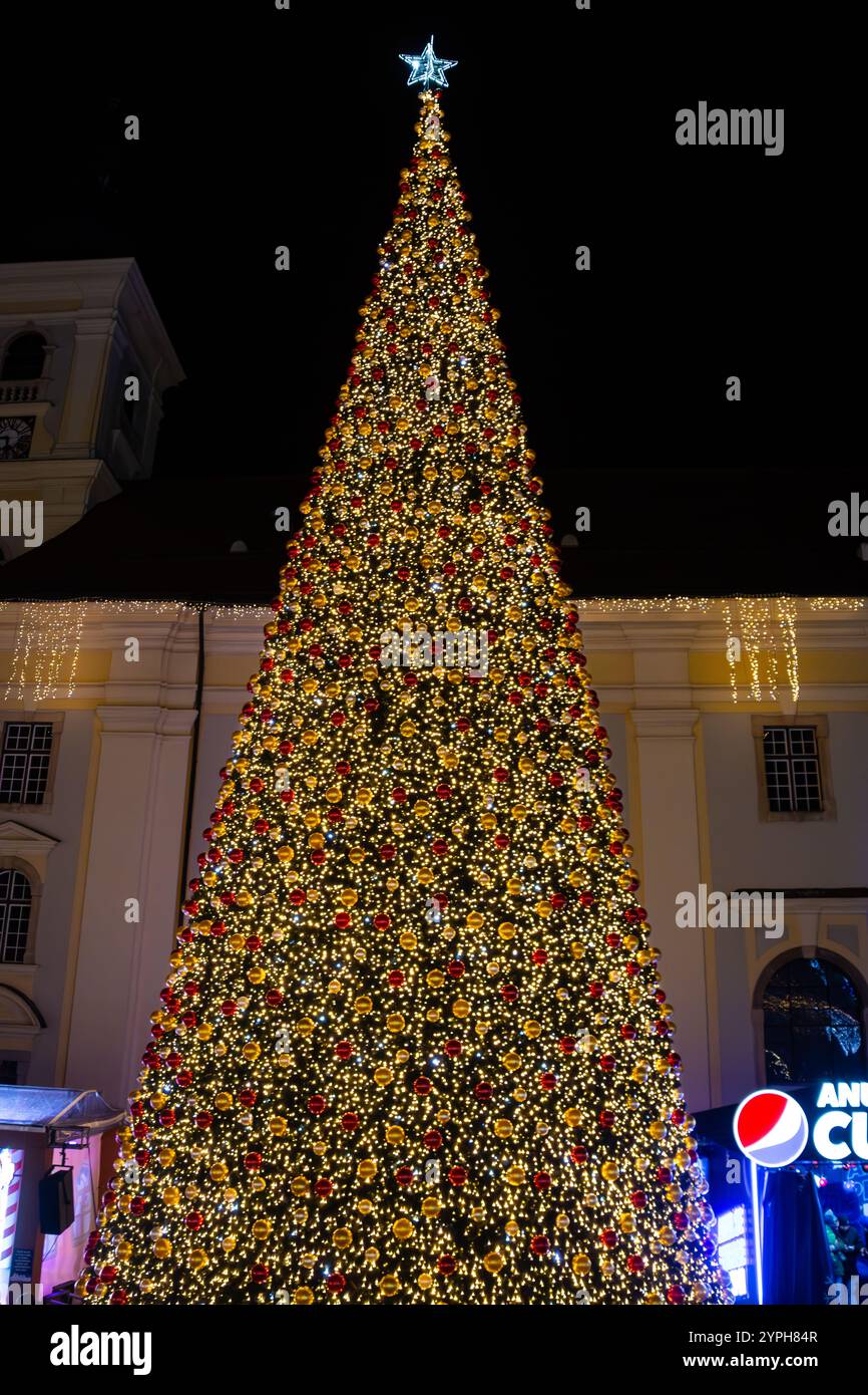 Christmas tree in the town square Stock Photo