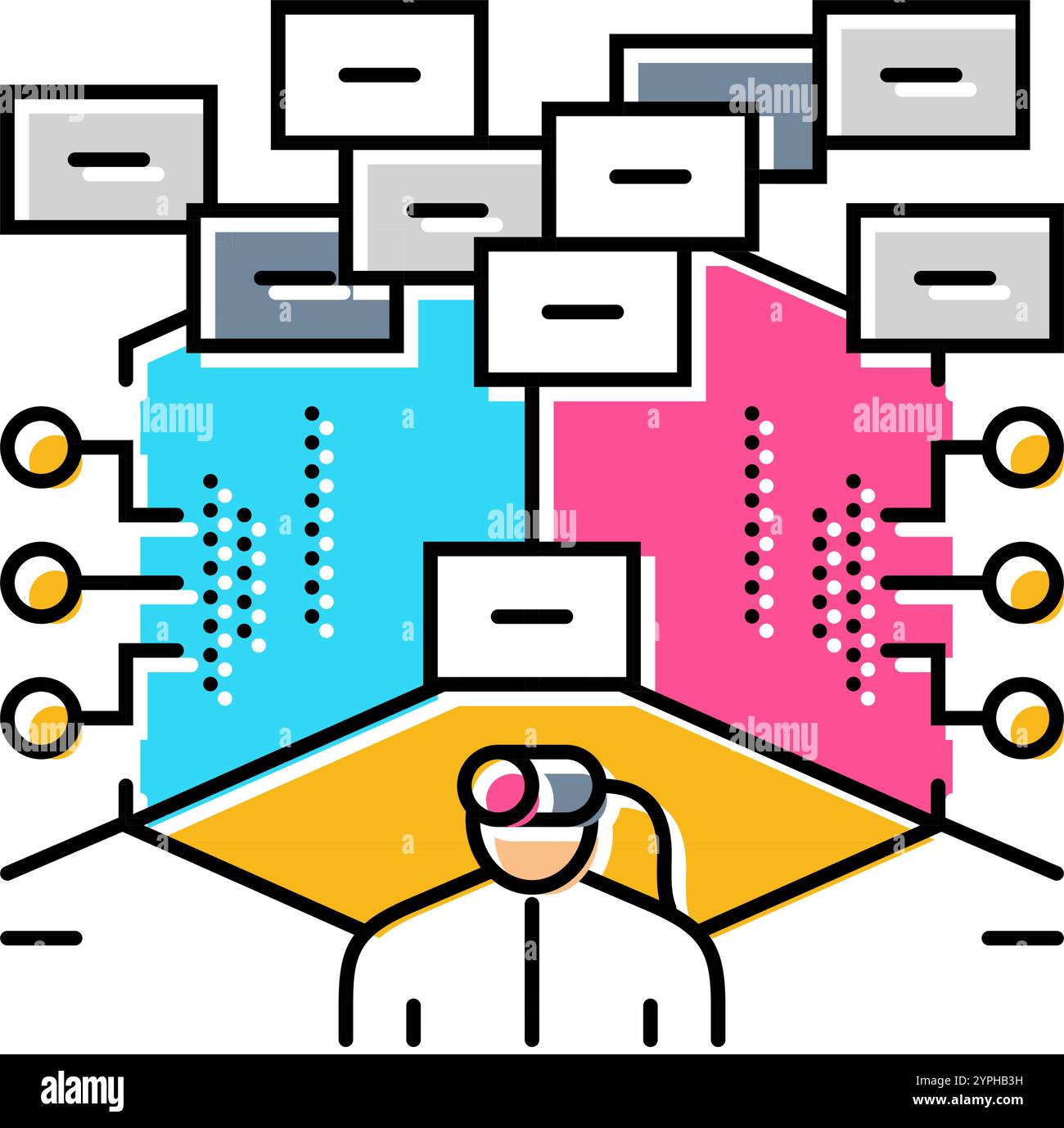 virtual hacking spaces color icon vector illustration Stock Vector ...