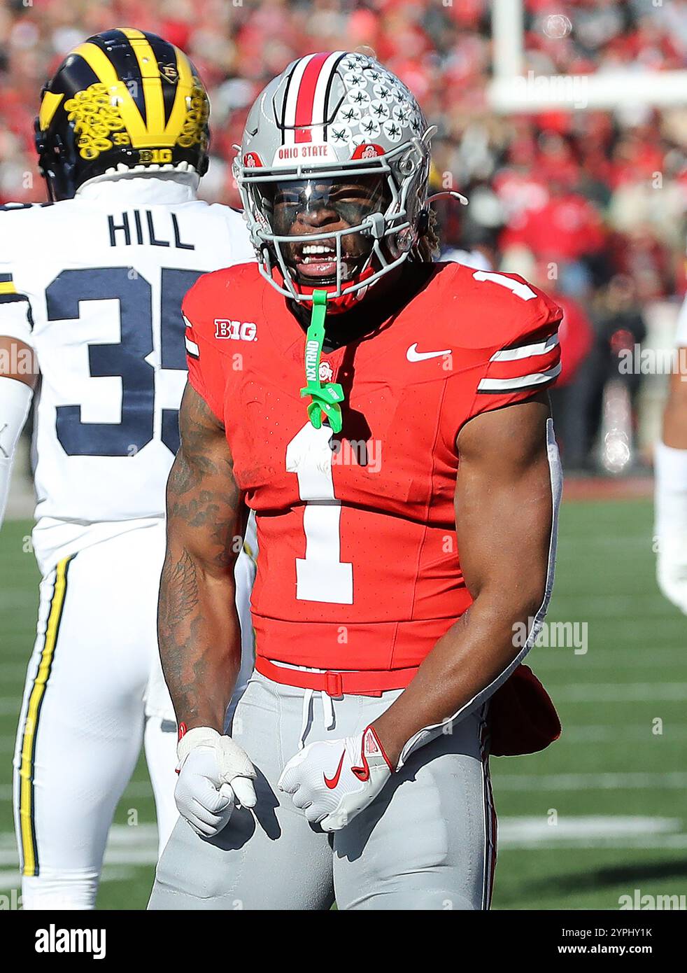 thumbnail image 2 of Quinshon Judkins Red Ohio State Buckeyes Stitched Jersey - #1 FUSE Men's Football 2 of 3