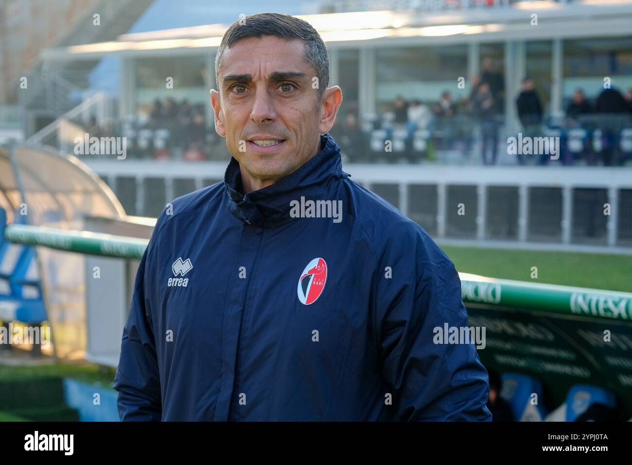 Brixia, Italy. 30th Nov, 2024. Moreno Longo head coach of SSC Bari during the Italian Serie B soccer championship match between Brescia Calcio and SSC Bari at Mario Rigamonti Stadium on November 30, 2024, Brixia, Italy. Credit: Roberto Tommasini/Alamy Live News Stock Photo