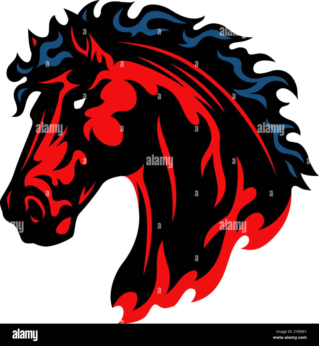 Aggressive Red Horse Mascot Design Stock Vector