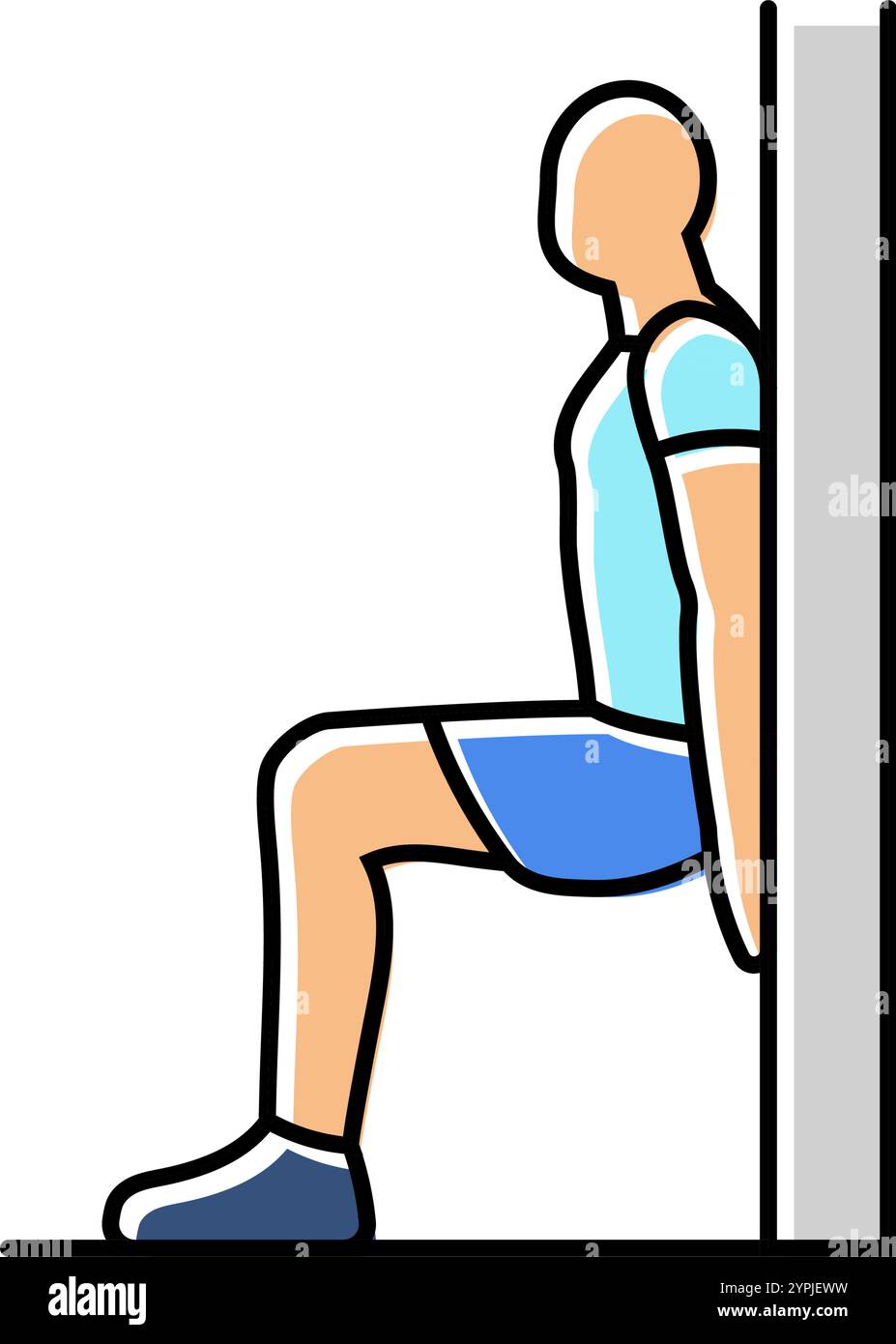wall sits fitness exercise leg color icon vector illustration Stock ...