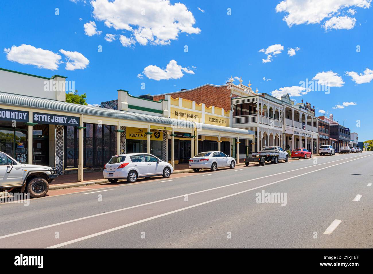 Heritage buildings along the Throssell Street precinct, Collie, Western Australia, Australia Stock Photo