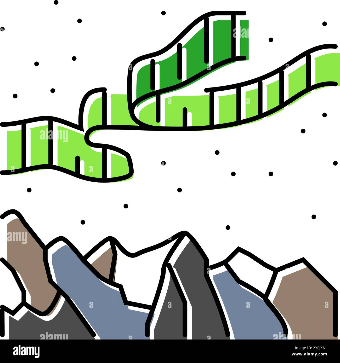 aurora borealis weather natural phenomena color icon vector ...