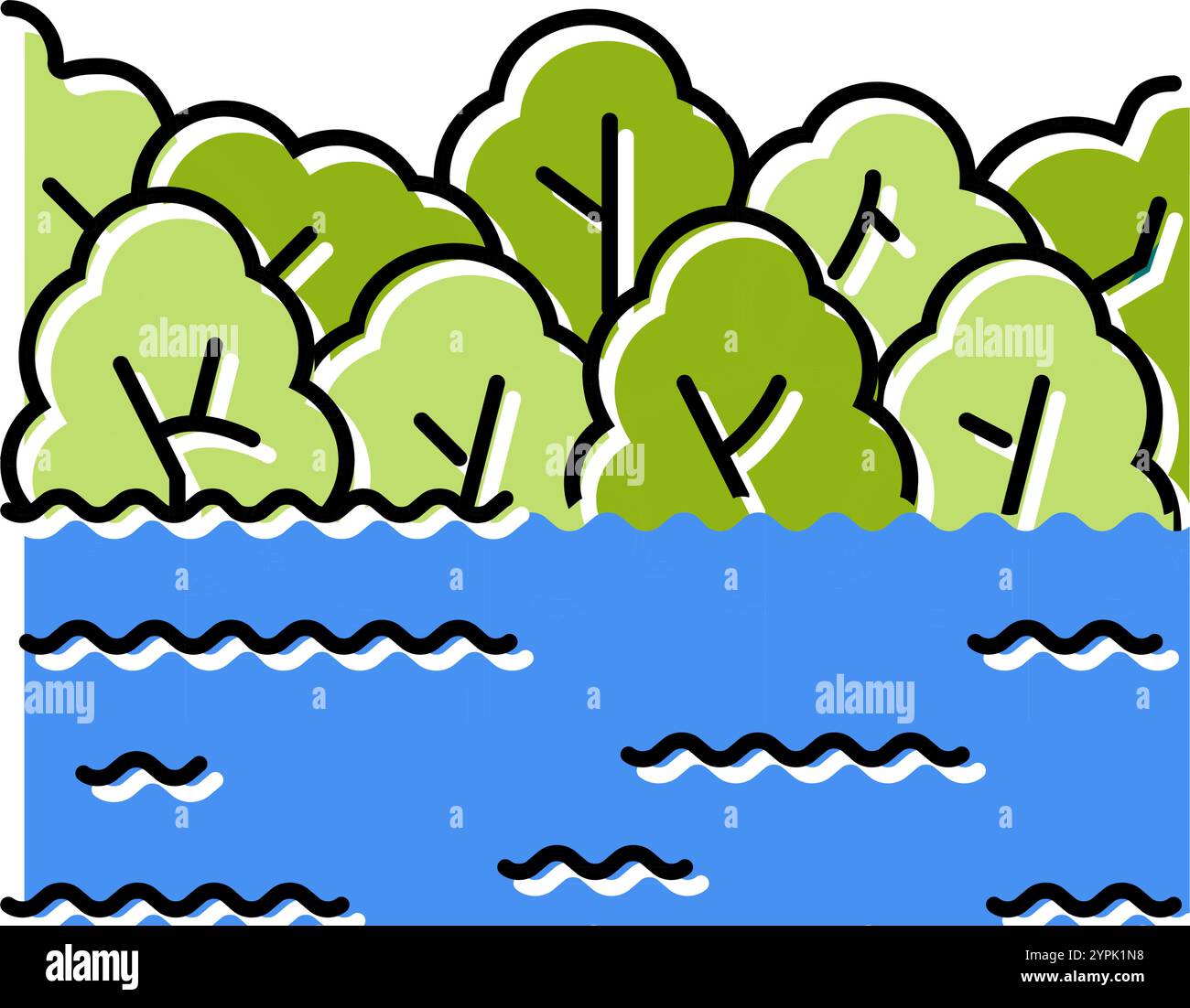 flooded park disaster color icon vector illustration Stock Vector Image ...