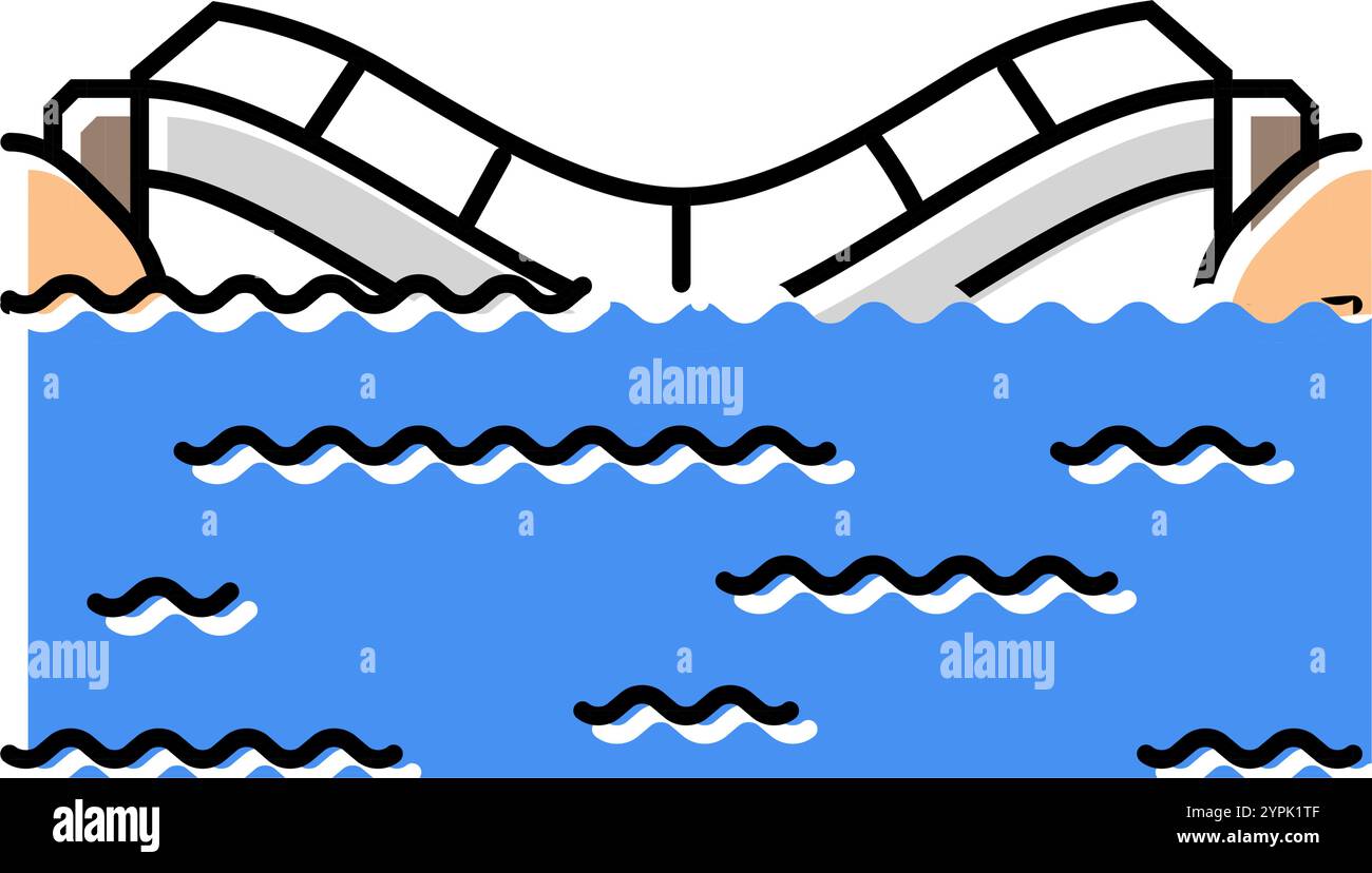 flooded farmland disaster color icon vector illustration Stock Vector ...