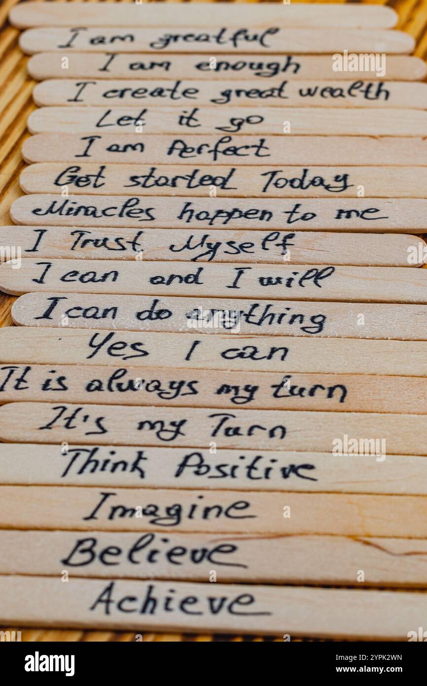 I trust myself, positive thoughts to increase self esteem, improvement Stock Photo