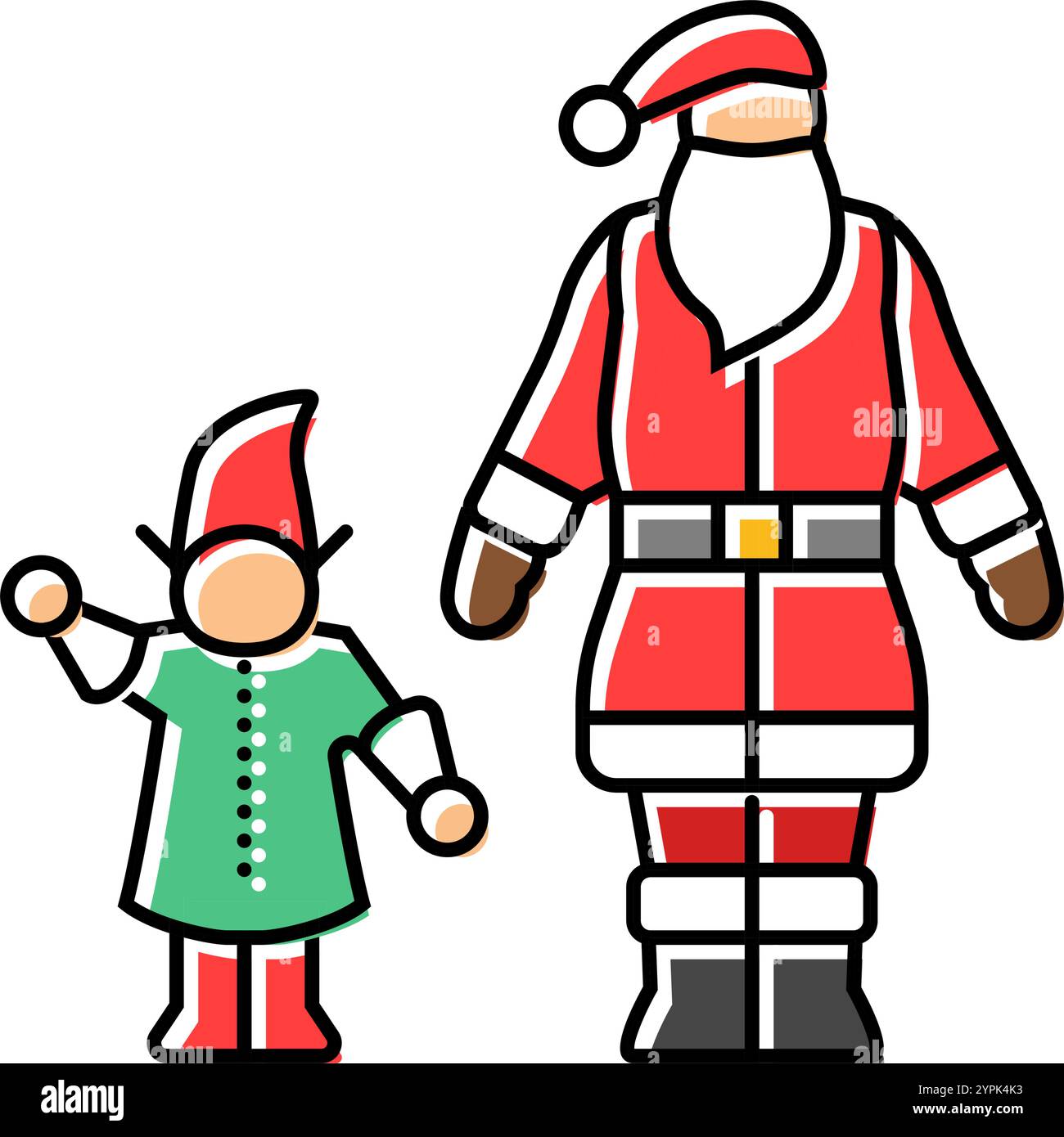 santa claus elves color icon vector illustration Stock Vector Image ...