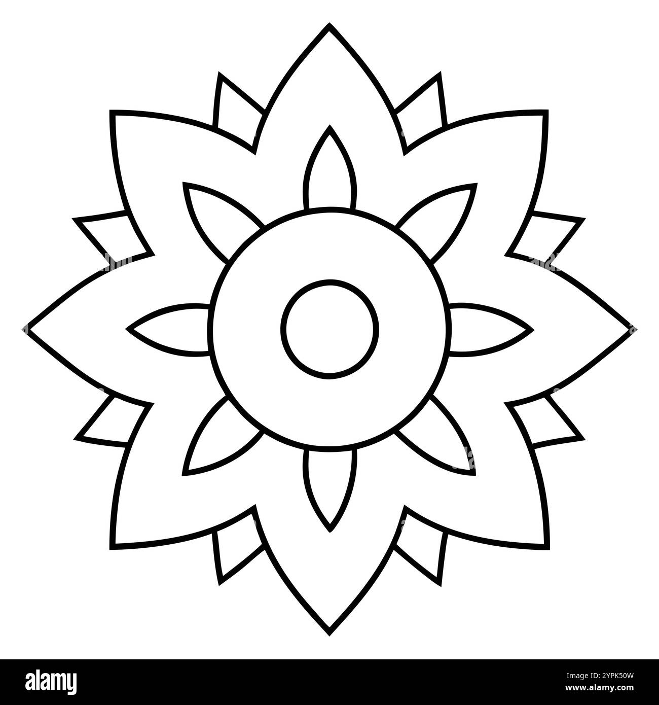 Mandala Design for Coloring Books, Creativity, Décor, Fashion, Stationery, Digital Art, Crafts, Stress Relief, and Mindfulness Stock Vector