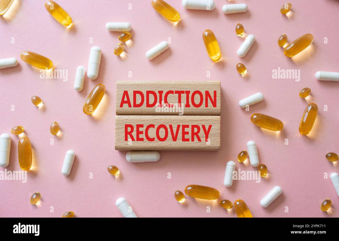 Addiction Recovery symbol. Concept words Addiction Recovery on wooden ...