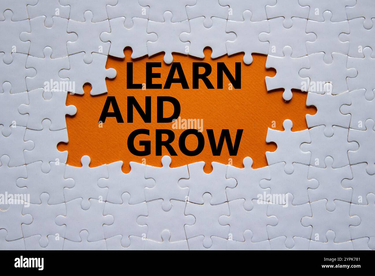 Learn and grow symbol. Concept words Learn and grow on white puzzle ...
