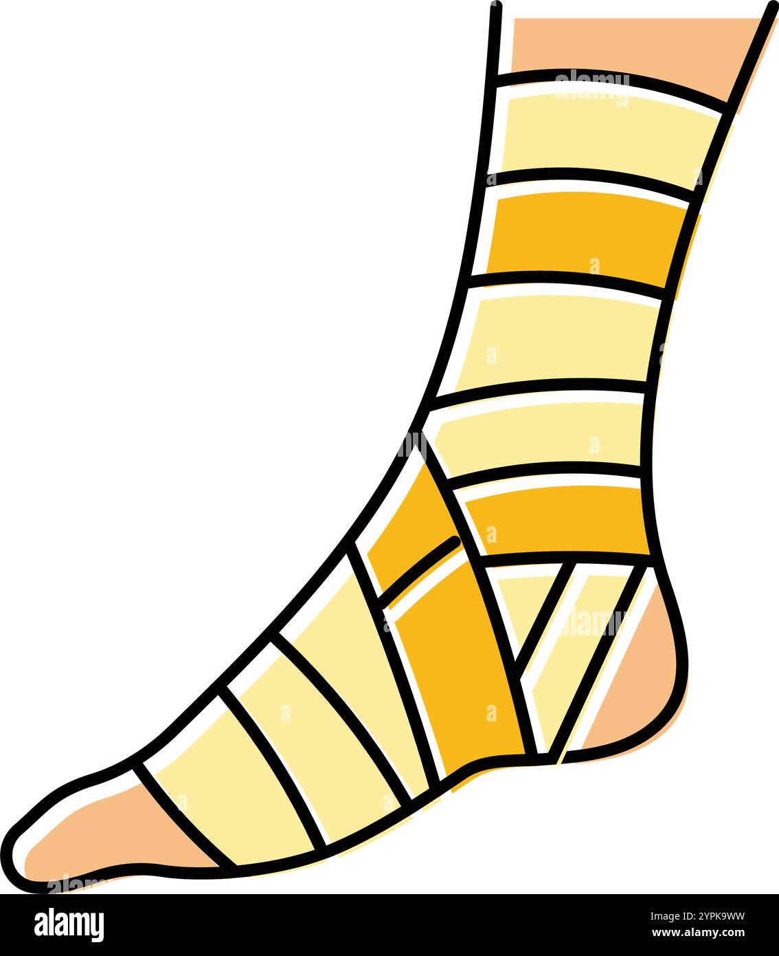 bandaged foot fracture injury color icon vector illustration Stock ...