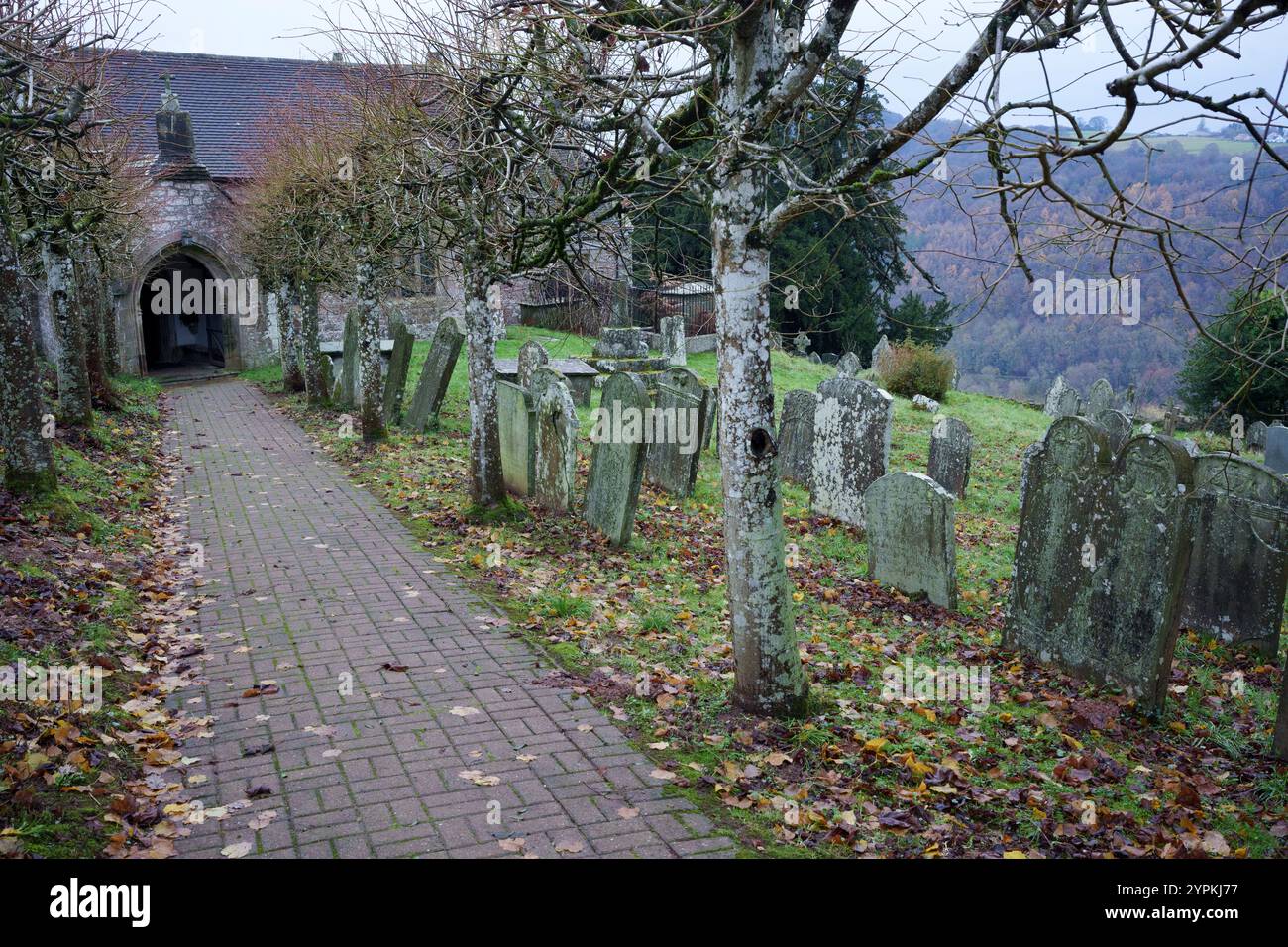 An exterior view of Penallt Old Church, on 27th November 2024, in Penallt, Monmouthshire, Wales. Penallt Old Church is a Grade 1 13th century place of Christian worhip which is now used for services every two weeks. It is also home to a colony of 300+ Horseshoe bats and is a site of special scientific interest. Stock Photo