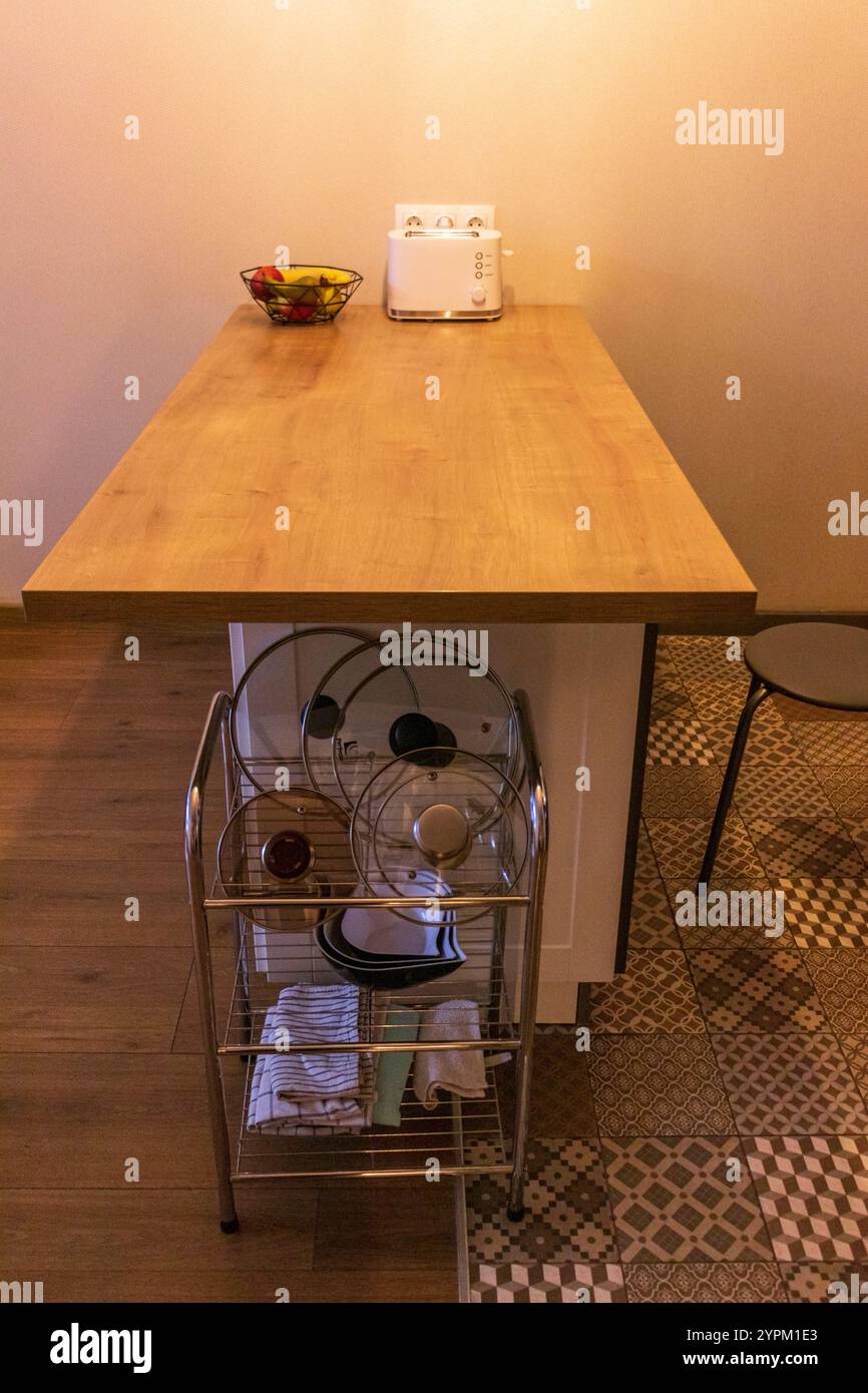 Interior design of the kitchen in the small apartment Stock Photo - Alamy