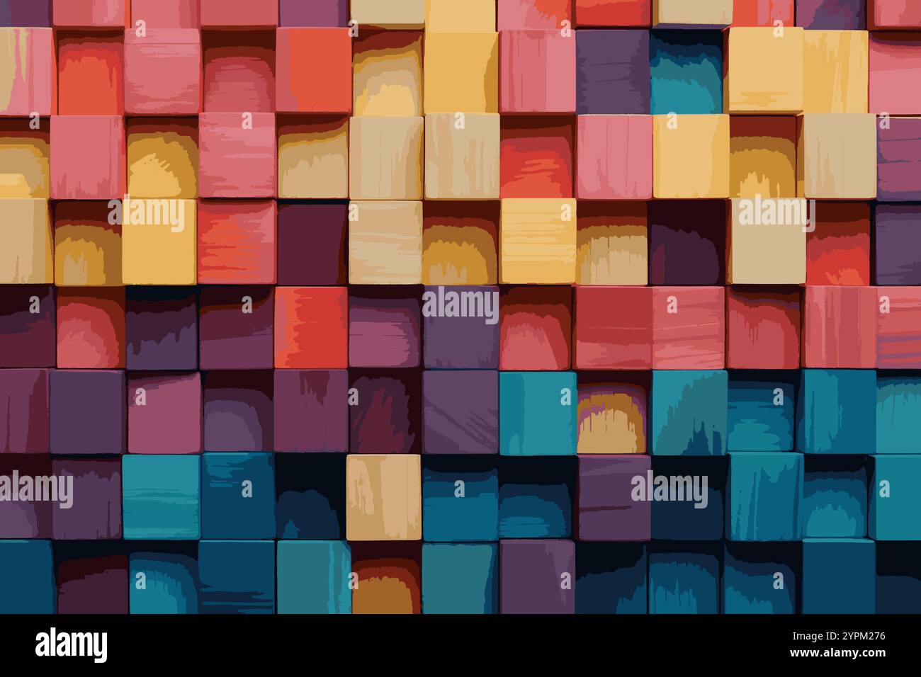 Colors of creativity. Mosaic of colored wooden blocks, abstract. Color ...