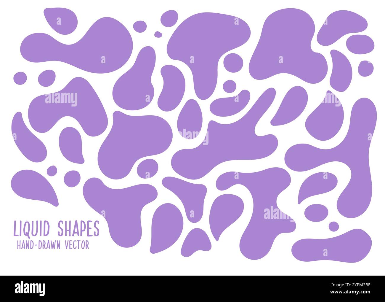 Liquid Organic Shapes Purple Figures Vector Drawing By Hand Stock Liquid organic shapes purple figures vector drawing by hand stock