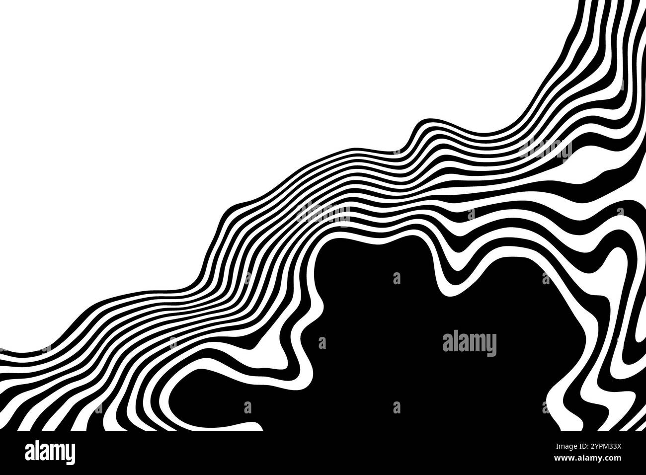 Black and white abstract wave with distortion effect. Optical illusion ...
