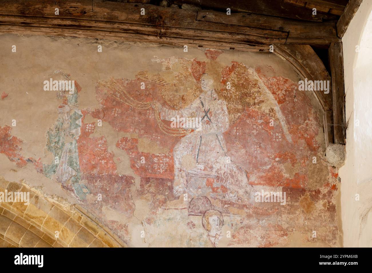 Medieval wall painting, All Saints Church, Burton Dassett, Warwickshire, England, UK Stock Photo