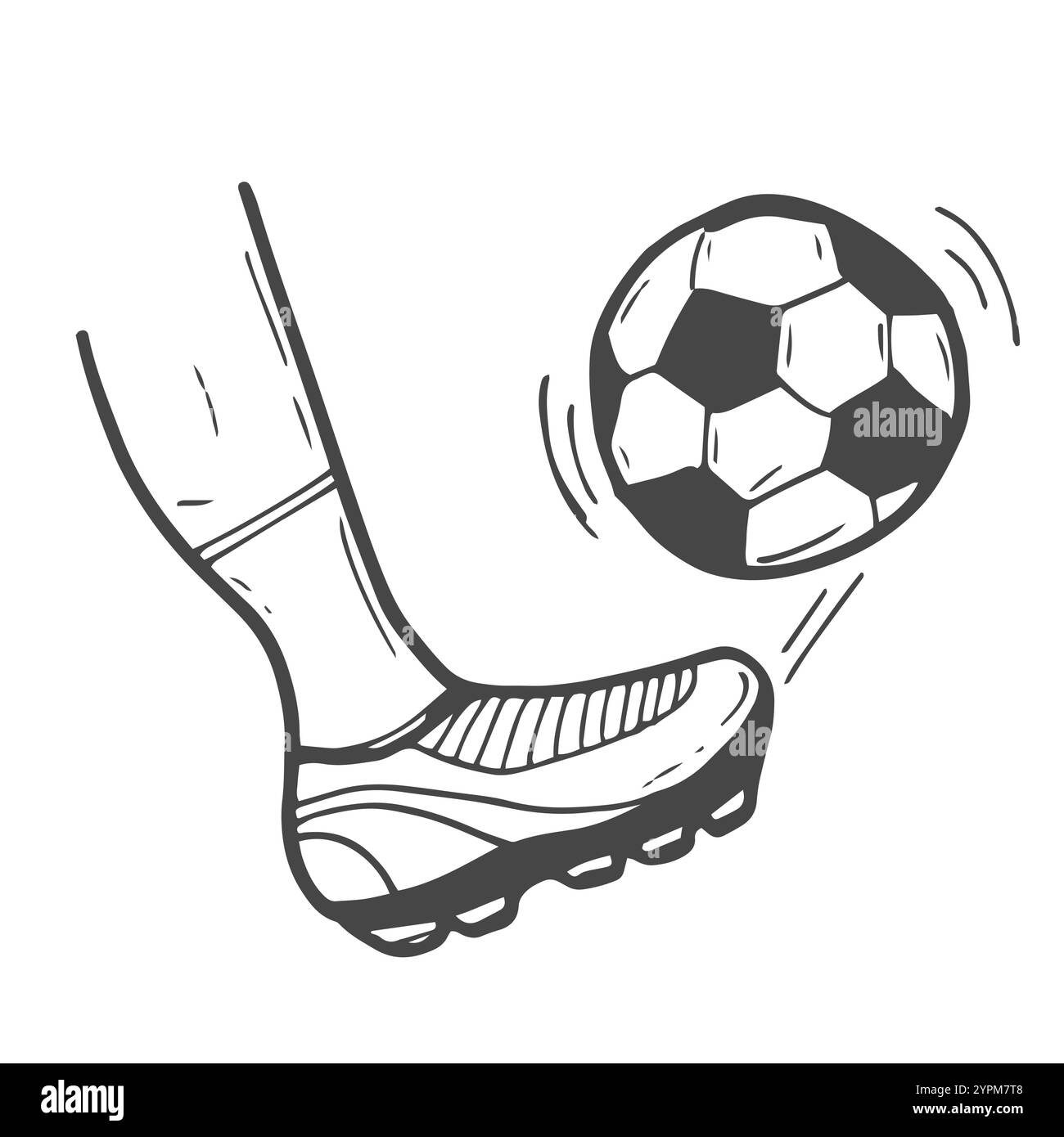 Sketch illustration of a soccer player's foot on soccer ball Stock Vector