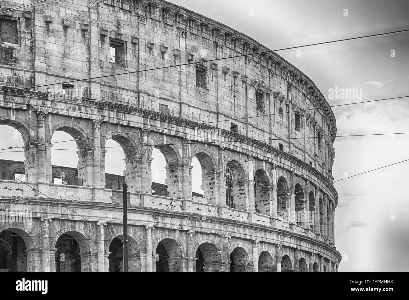 View over the iconic Flavian Amphitheatre, aka Colosseum in Rome, Italy Stock Photo