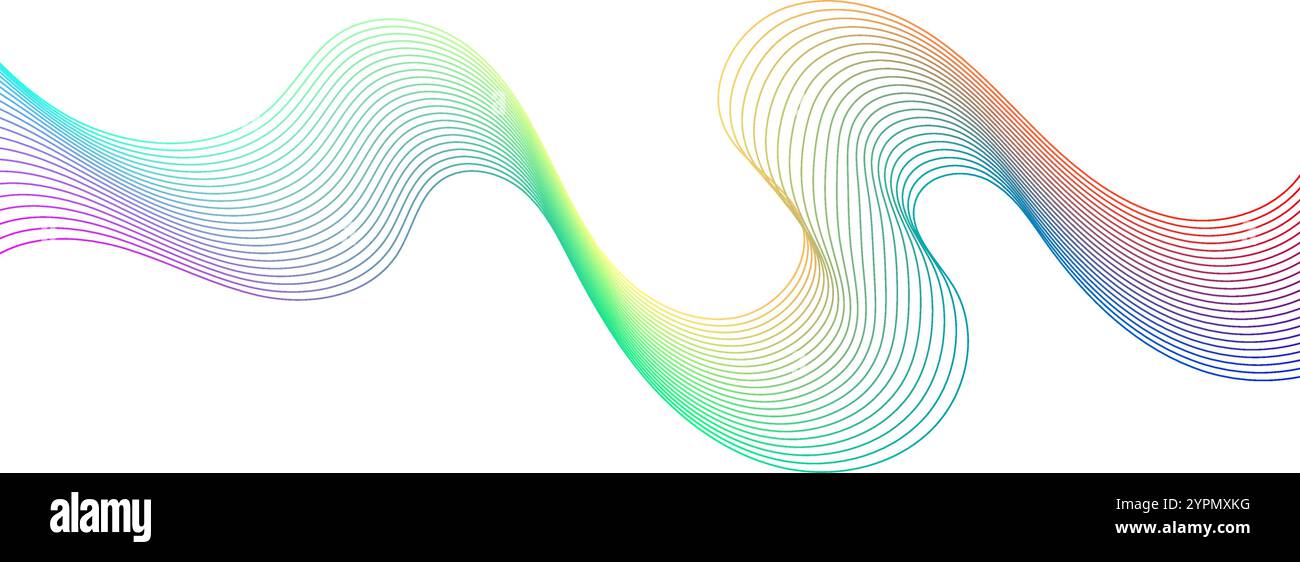 A smooth, flowing wave pattern in vibrant gradients of blue, purple ...