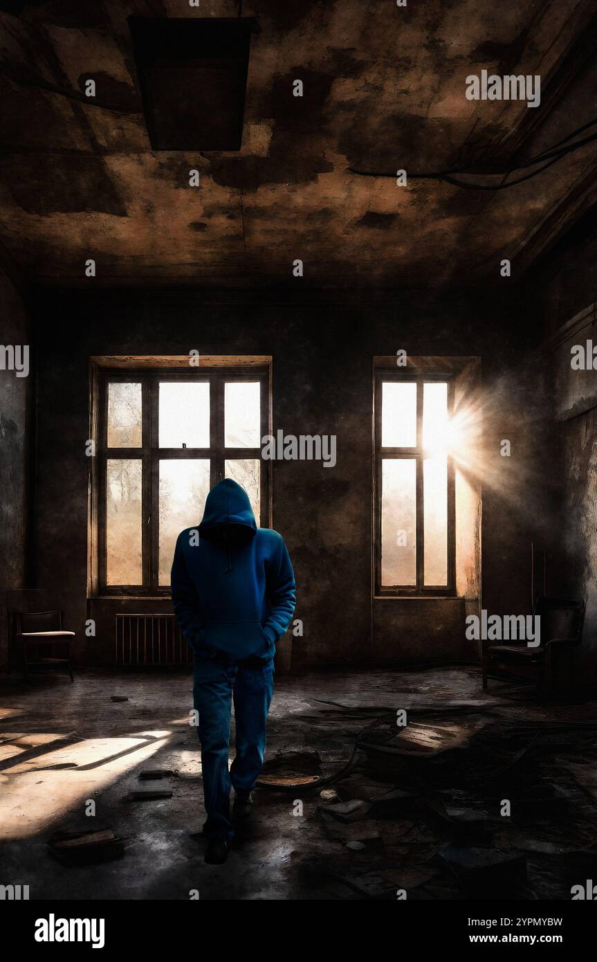 Man in hood and room hi-res stock photography and images - Alamy