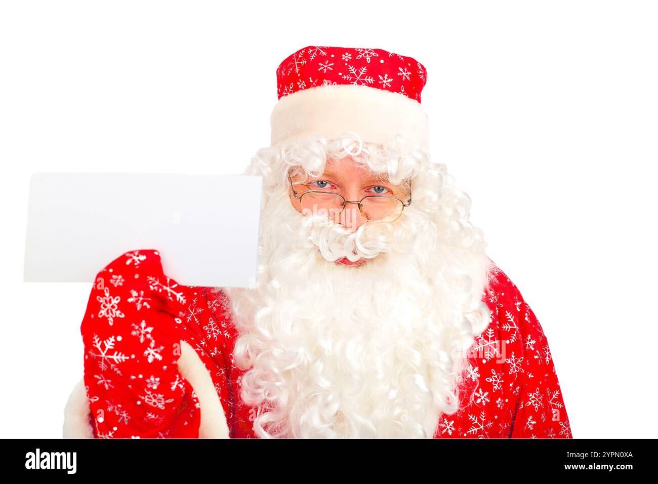 santa claus with blank card Stock Photo - Alamy