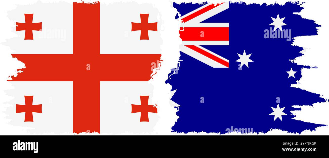 Australia and Georgia grunge flags connection, vector Stock Vector