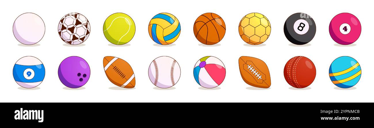 Vektor Illustration Von Sport Bälle. Vektor Fußball Ball, Basketball, Rugby Ball, Tennis Ball Und Baseball 27863984 Vektor Kunst Bei Vecteezy