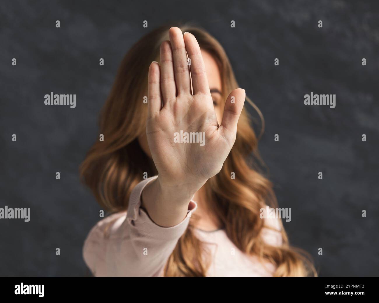Stop crime sign woman hi-res stock photography and images - Alamy